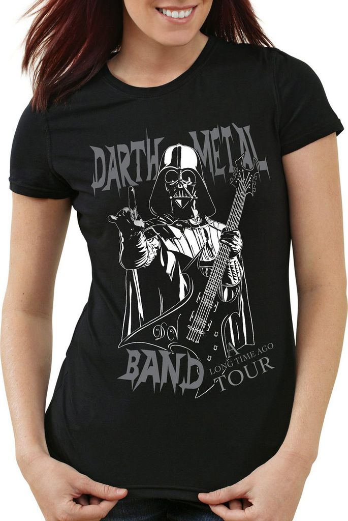 style3 Darth Metal Band T-Shirt Damen, Farbe:Schwarz, Größe:L