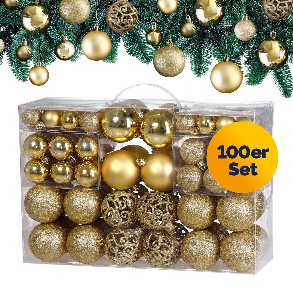 DEUBA® Weihnachtskugeln 100tlg Ø 3-6cm Kunststoff matt Produktbild 