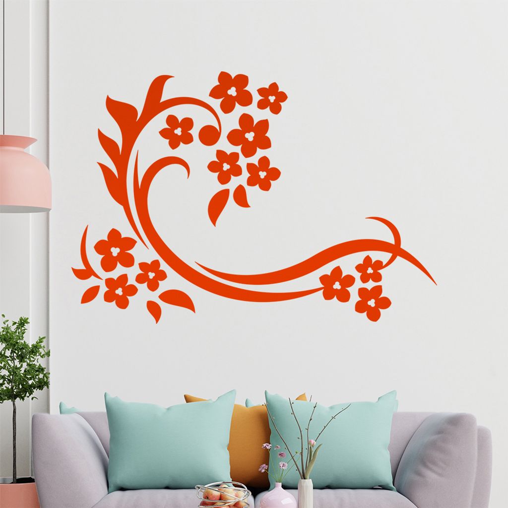 Schöne Blüten Ranke Wandtattoo in 6 Größen - Wandaufkleber Wall Sticker - Dekoration, Küche, Wohnzimmer, Schlafzimmer, Badezimmer
