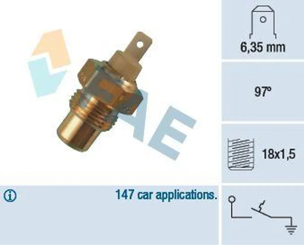 FAE 35210 Interruttore termico, spia liquido refrigerante OE 60739133 compatibile con BX, Ducato, 205