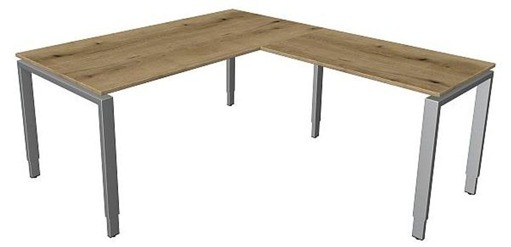 Kerkmann Schreibtisch 4139 Form 5 160x80x68-82 cm Vierfuß-Gestell höhenverstellbar mit Anbautisch Asteiche