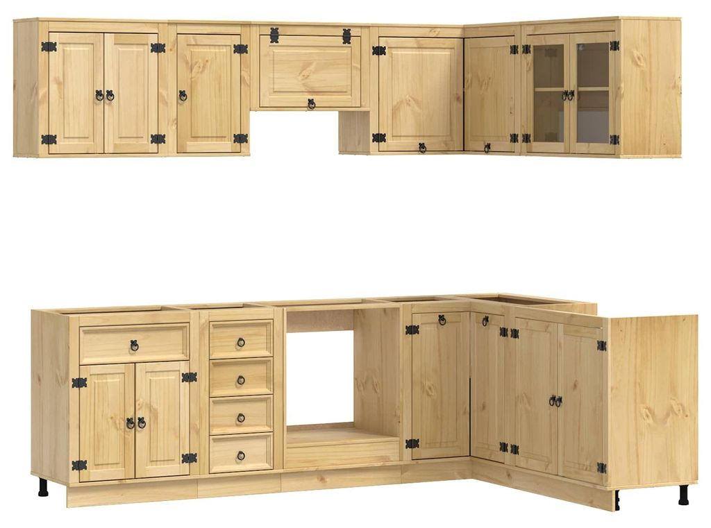 vidaXL Schrank mit Regal SKI 10 pcs Honigbraun Massives Kiefernholz