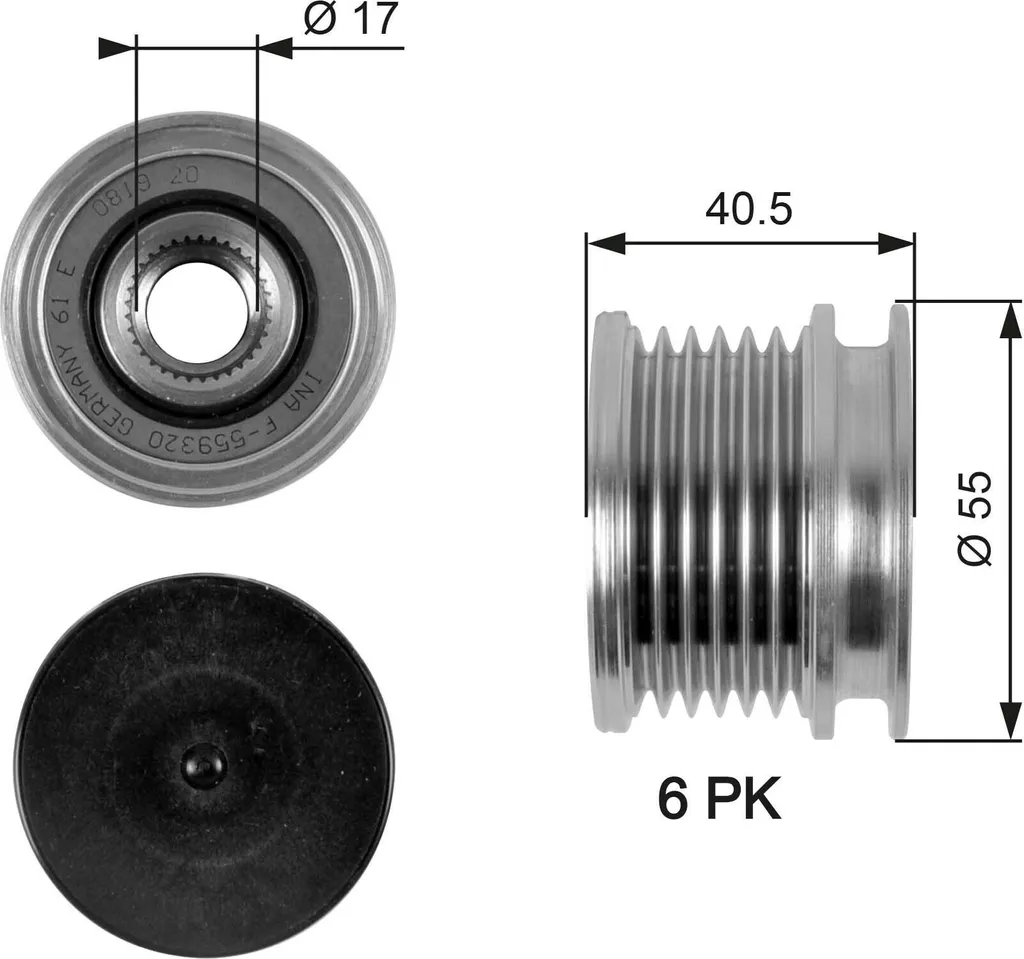 GATES OAP7057 Puleggia per Alternatore Silenziosa Mercedes W203 W210