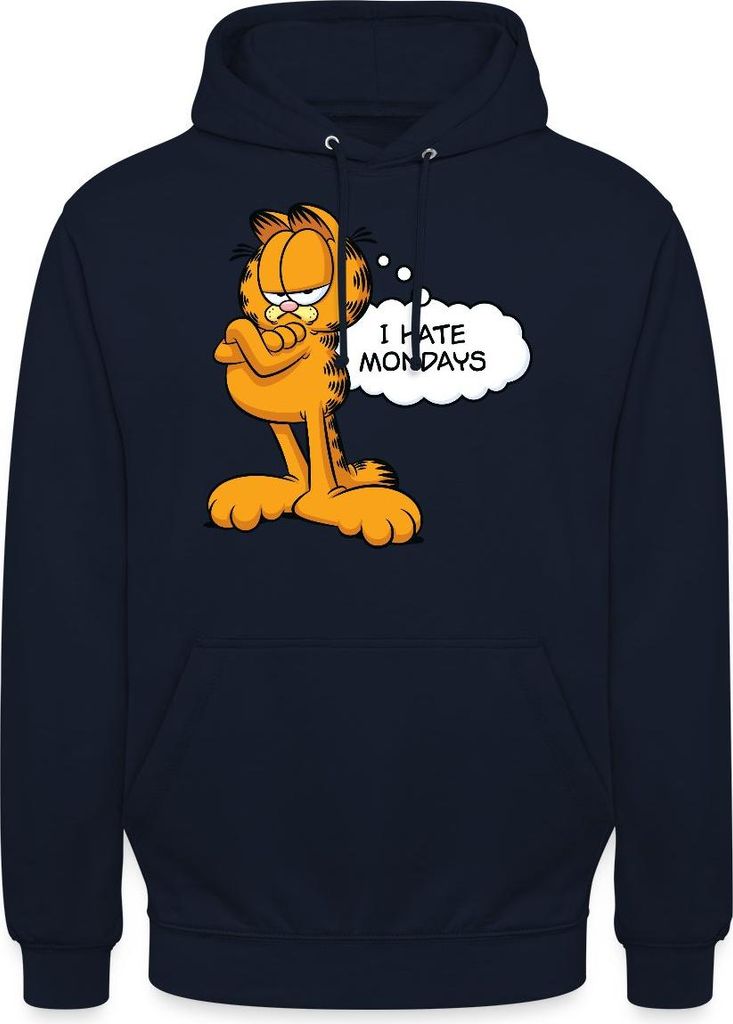 Spreadshirt Garfield Ich Hasse Montage Mondays Montag Uni Hoodie, XXL, Navy