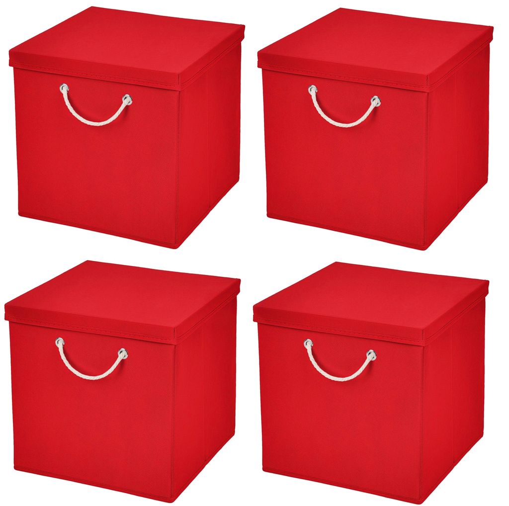 4 Stück Rot Faltbox 30 x 30 x 30 cm Aufbewahrungsbox Produktbild 