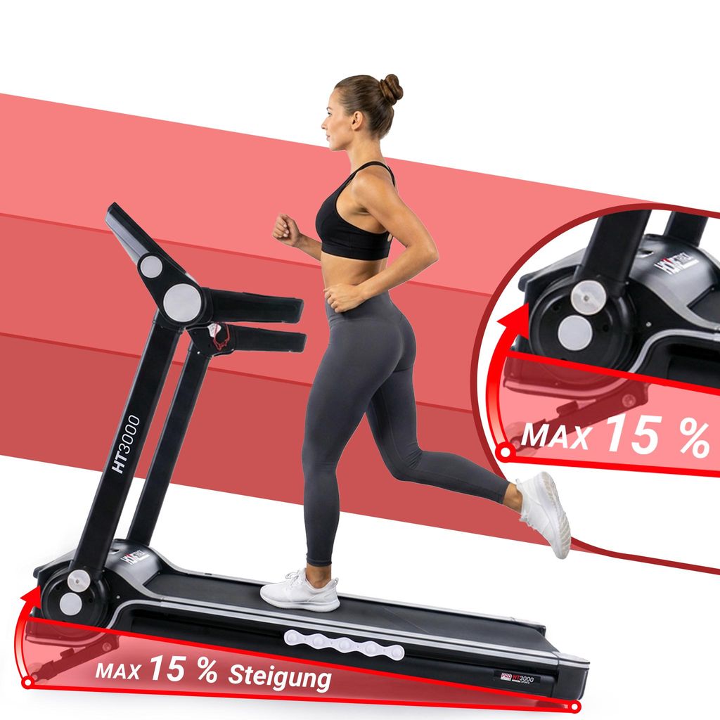 Miweba Sports Laufband Home Track HT3000 | Klappbar - breite Lauffläche - Touch Display - 12 Programme - App & Bluetooth - 15% Steigung - bis 16 km/h
