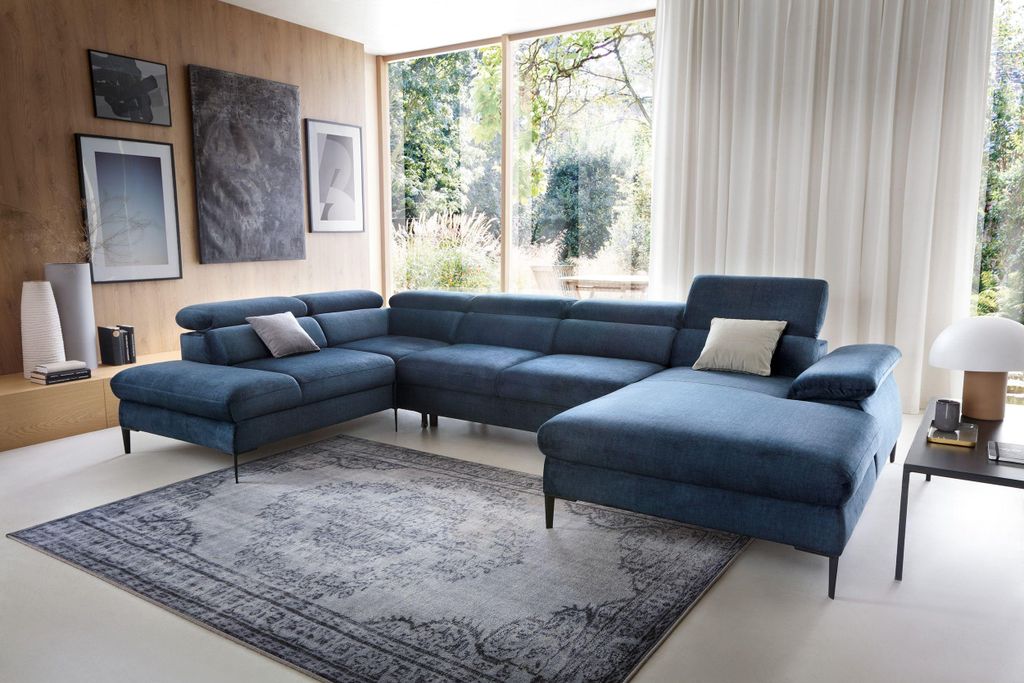 Masseno Ecksofa MESTO mit Schlaffunktion U-Form, Sofa mit Bettkasten, Wohnzimmersofa, Couch, Soffa, Bettsofa, Couchgarnitur- Blau, VOGUE 13
