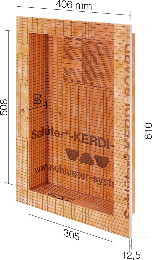 Schlüter® KERDI BOARD N Wandnische 305 x 508 x 89 Produktbild 