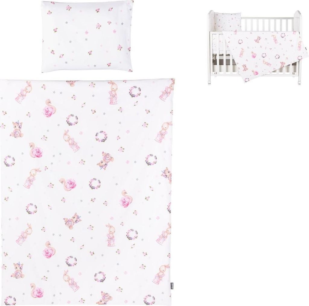 Chipolino 5-teiliges Bettwäsche Set, Decke 95 x 125 cm Kissen 35 x 45 cm rosa weiß
