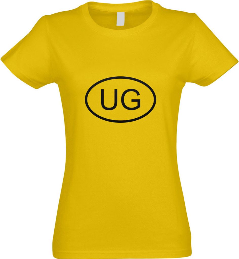 Kiwistar - T-Shirt tailliert - Damen - gelb - Uganda UG - mit Motiv Bedruckt - Funshirt Design - Sport - Freizeit - Damen - L