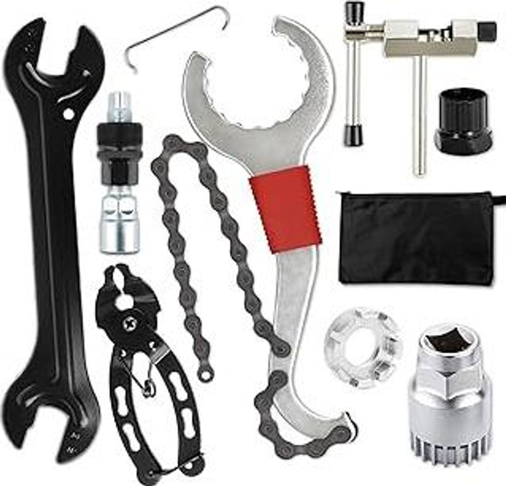 Fahrrad Werkzeug Set, 8-teiliges Fahrradkettenwerkzeugset, Fahrradreparaturset, Halterungsentferner, Kurbelabzieher, Schraubenschlüssel Fahrrad, W...