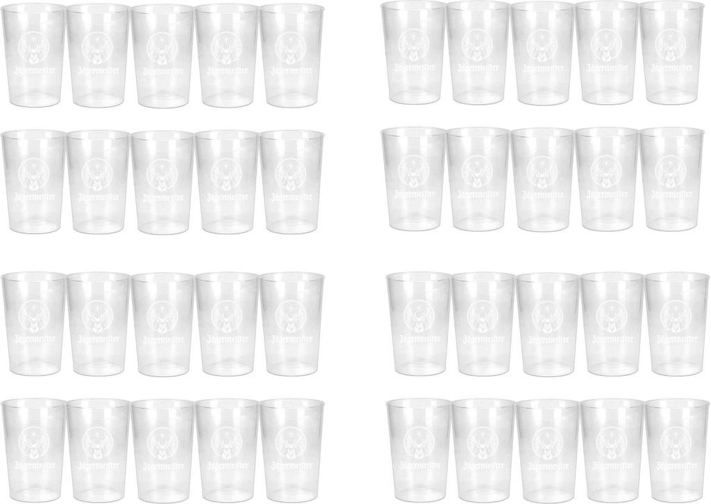 Jägermeister Glas Plastik Becher 0,2 l - 80er Set
