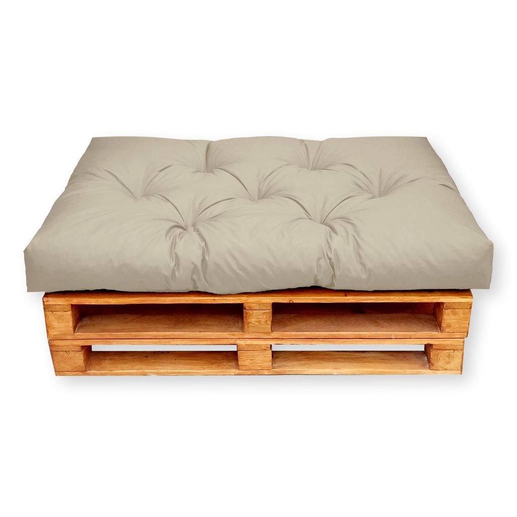 4L Textil Palettenkissen waschbar Palettenauflagen Europaletten Sitzkissen Rückenlehne wetterfest (Sitzkissen 120x40 cm, Beige Uv-beständig)