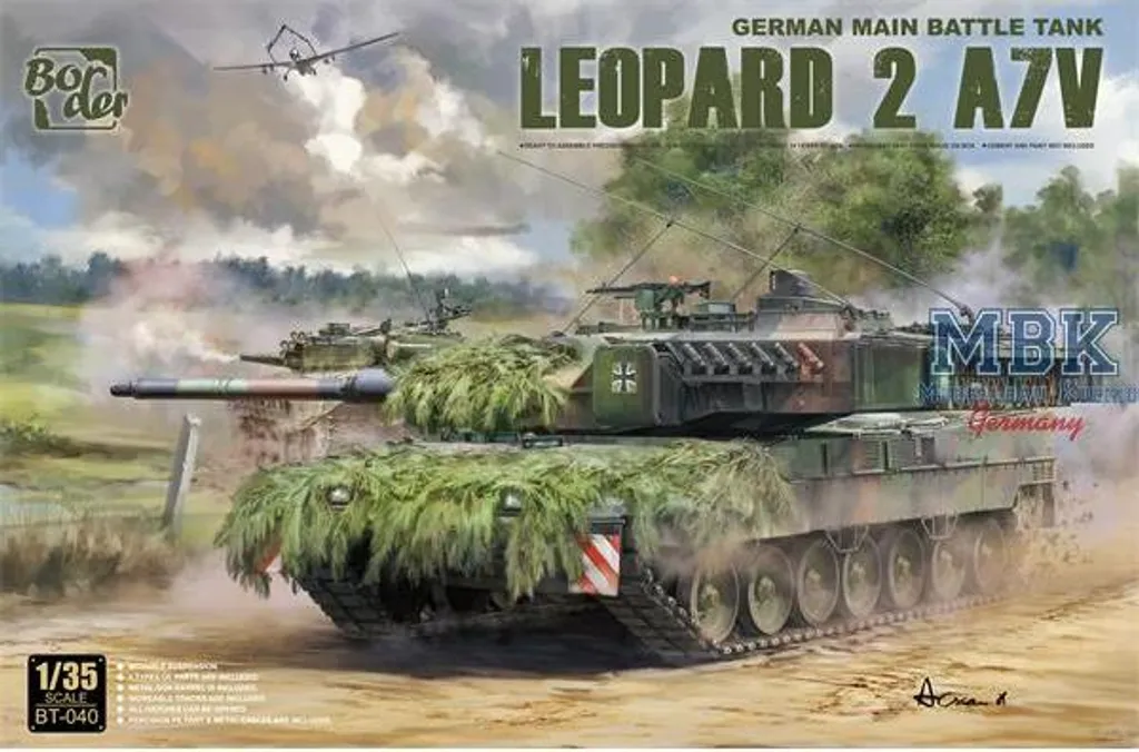 Border Model BT-040 Leopard 2 A7V Char de Combat Allemand Échelle 1/35