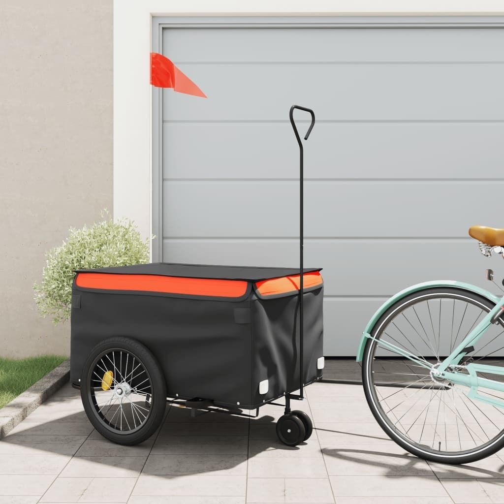 Fahrradanhänger Schwarz und Orange 45 kg Eisen - Fahrradanhänger 94110