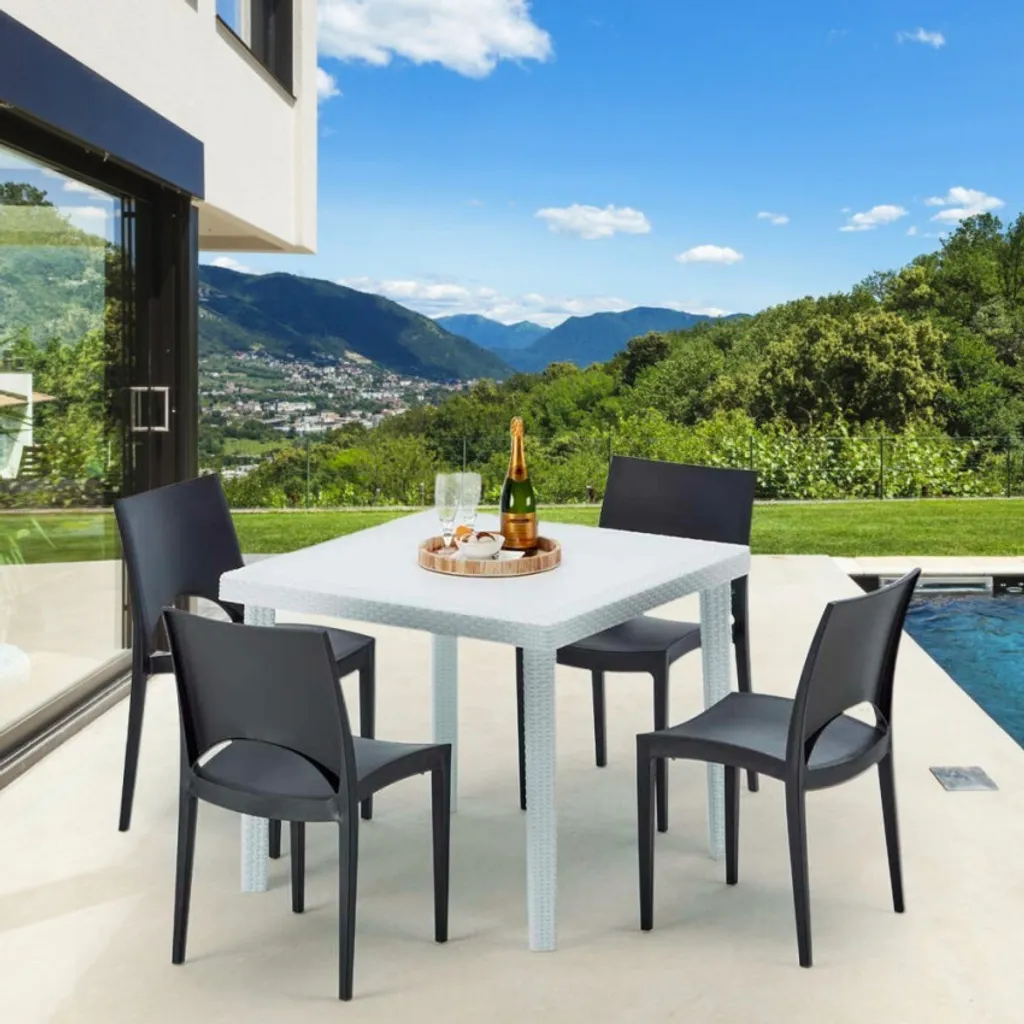 Table d'Extérieur et 4 Chaises Love en Polypropylène Vert Durable - 7