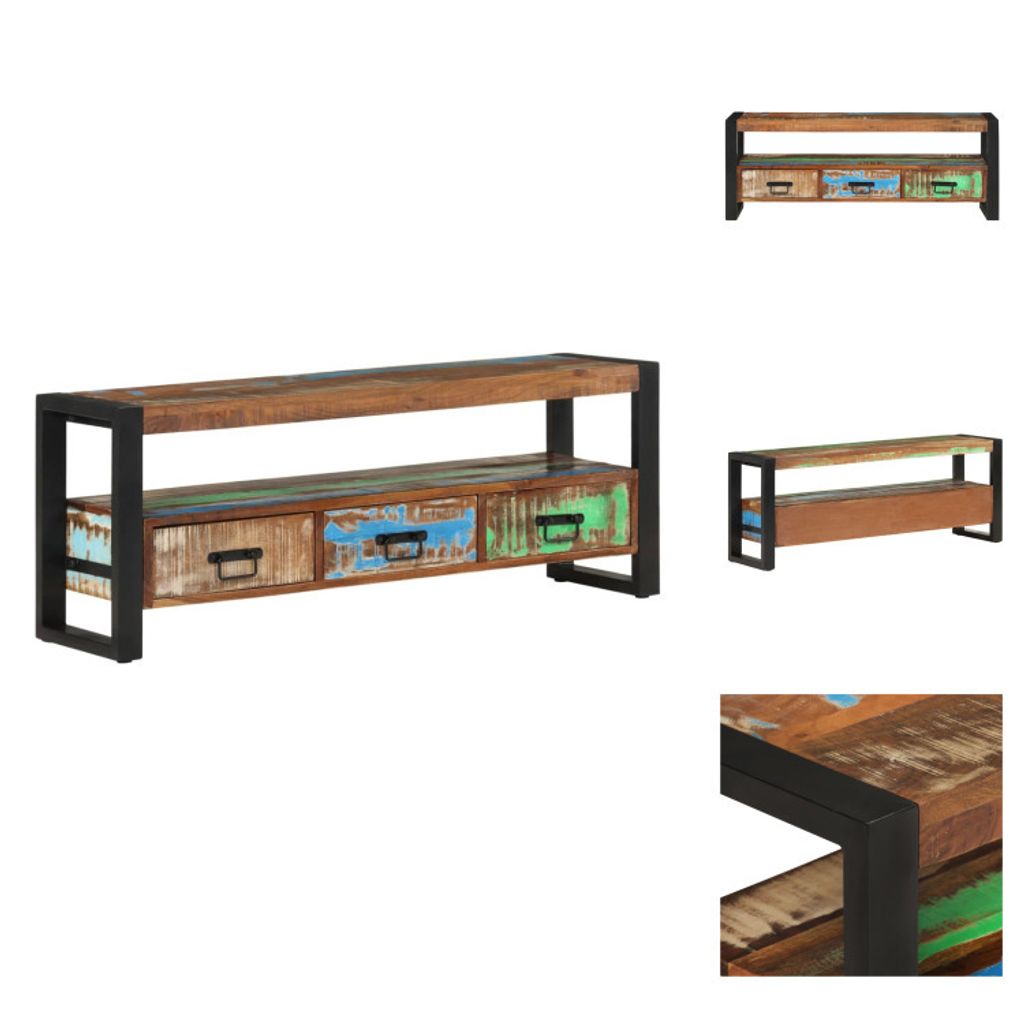 vidaXL TV-Schrank 120x30x45 cm Altholz Massiv - TV-Möbel