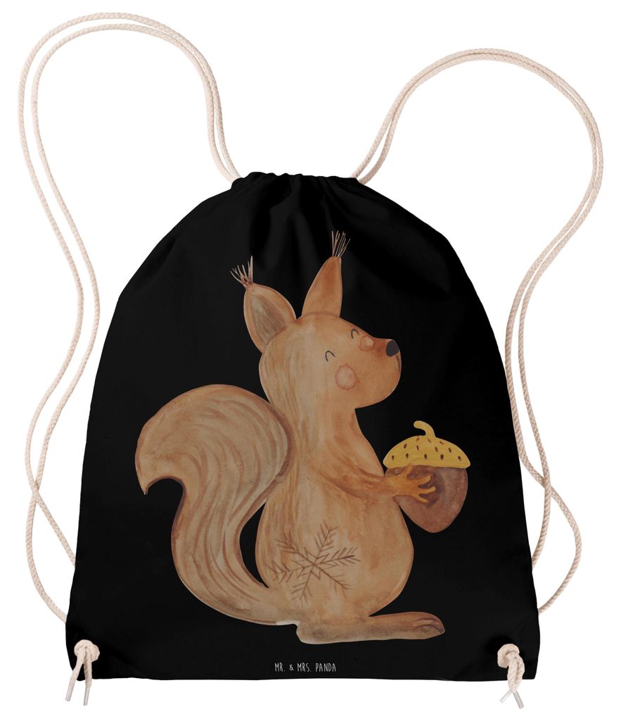 Mr. & Mrs. Panda gym tasche Eichhörnchen Weihnachten - Schwarz - Geschenk, sporttasche klein, Vogel, wander rucksack, Frohe, Neujahr, Weihnachtsgr...