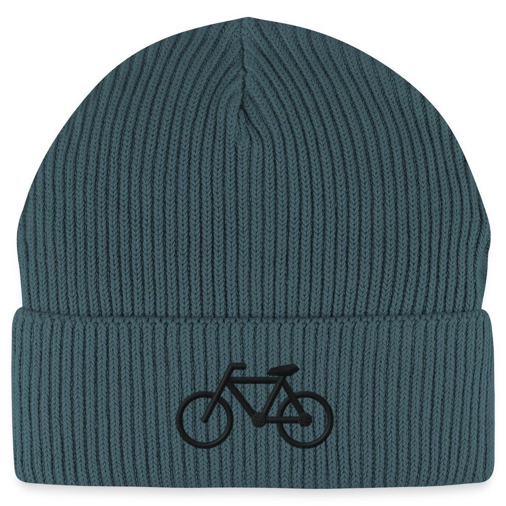 Spreadshirt Stickerei Fahrrad | Silhouette Rennrad Fisherman Beanie Bio Mütze, One size, Dunkles Petrol