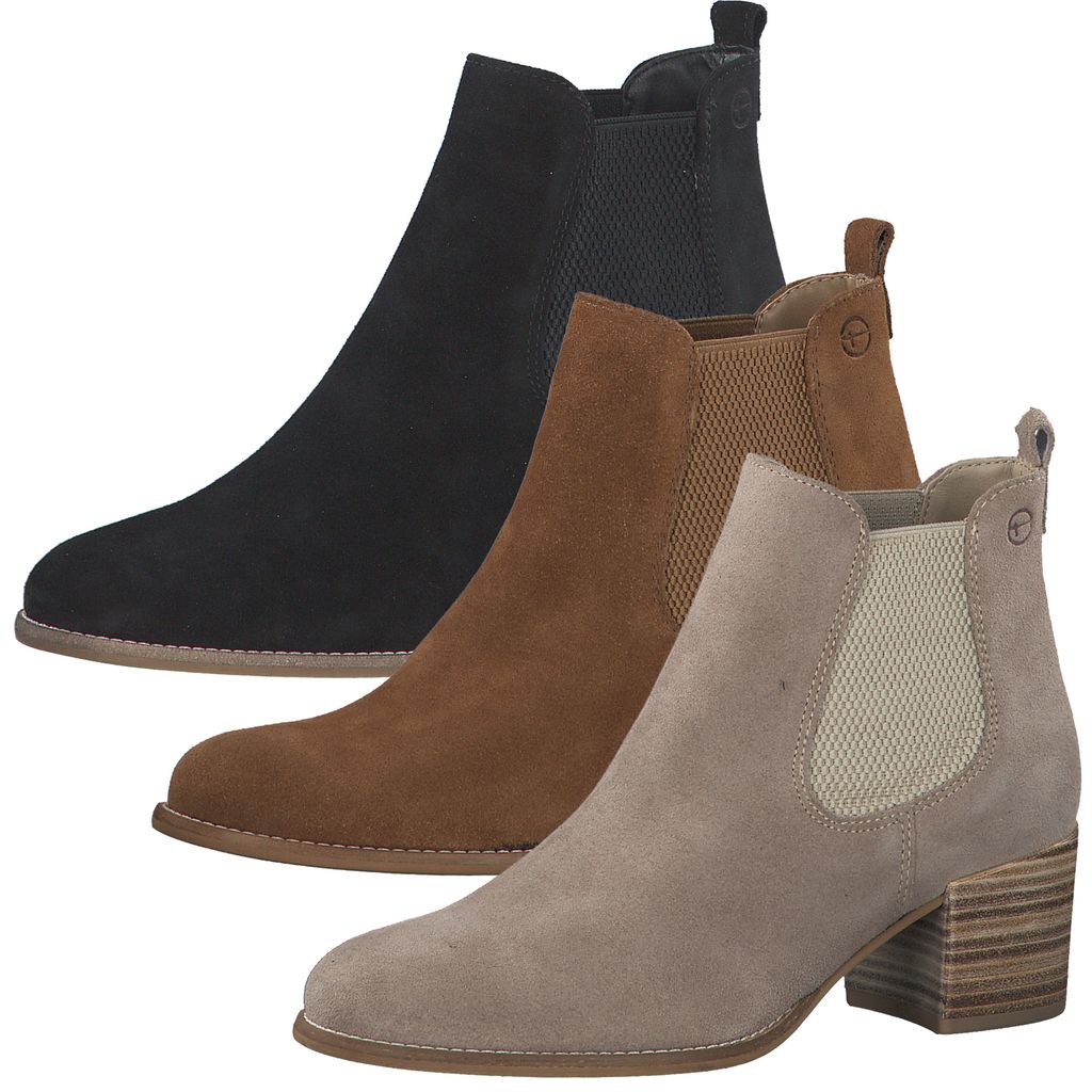 Tamaris Damen Chelsea Boots Stiefeletten Leder 1-25342-26, Größe:41 EU, Farbe:Beige
