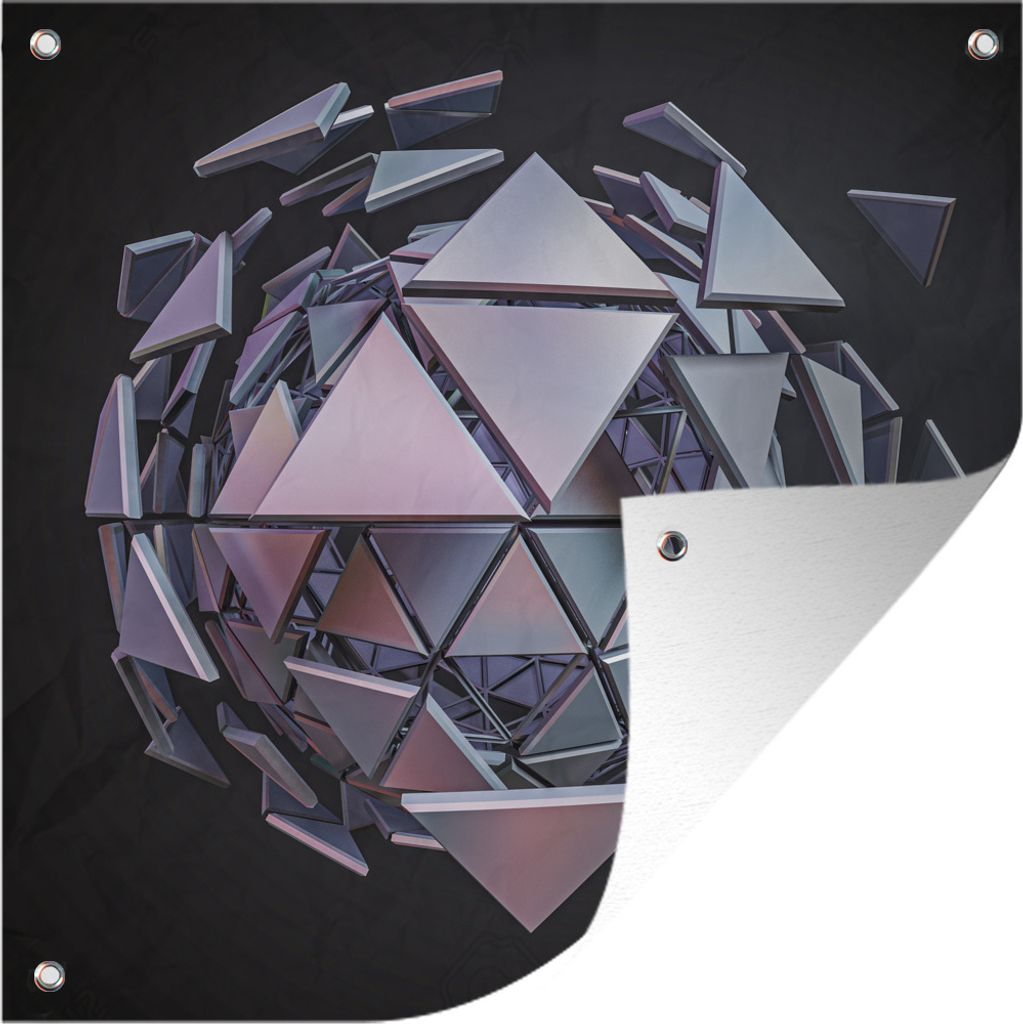 MuchoWow 100x100 cm Outdoor-Poster Gartendeko Sichtschutz Garten Poster für den Garten Low-Poly-Diskokugel