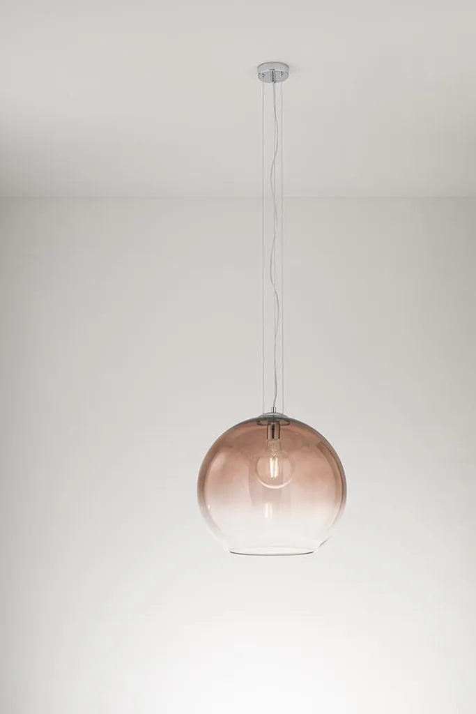 Suspension Perenz 10S48526 en verre soufflé marron et chrome E27 45cm