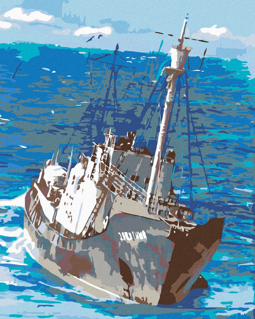 Zuty - Malen nach Zahlen - FISCHERBOOT AM MEER, 40x50 cm, mit Keilrahmen (bereits gespannt)