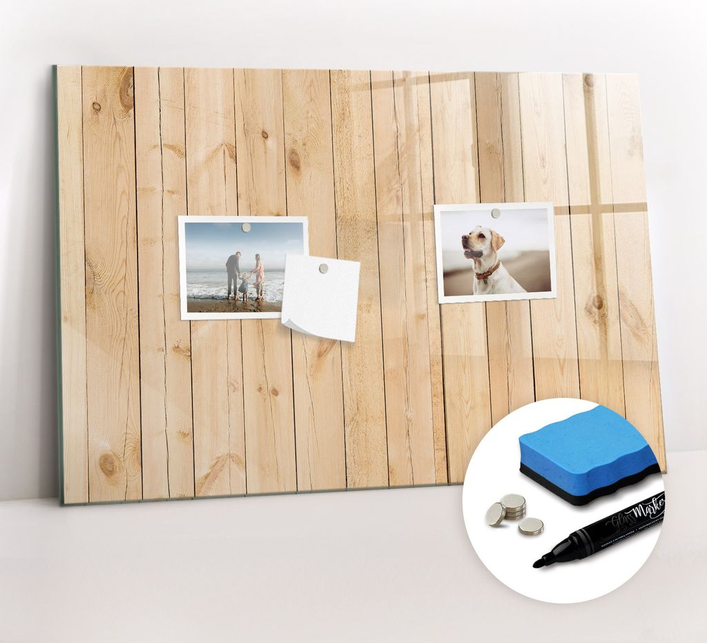 Magnetpinnwand Memoboard - Zubehörsatz - Schwarzer Marker + Schwamm + Magnete - 60 x 40 cm - Holzbretter