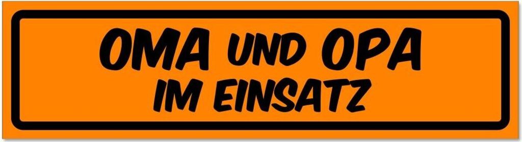 Kiwistar - Autoaufkleber - Orange - Schwarz - 45 x 12 cm - Oma und Opa im Einsatz invertiert - Hinweis Aufkleber Sticker für Auto, Kfz, Fahrrad, P...
