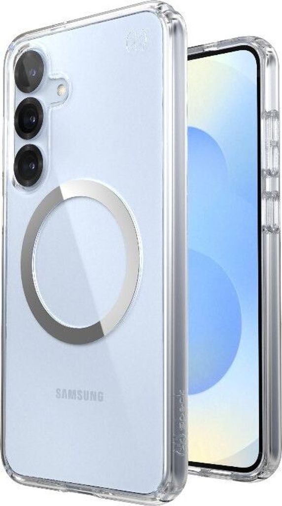 Speck Presidio Perfect-Clear Magnet - Etui Samsung Galaxy S25+ / S24+ MagSafe (Klar / Chrome Finish / Serene Silver)