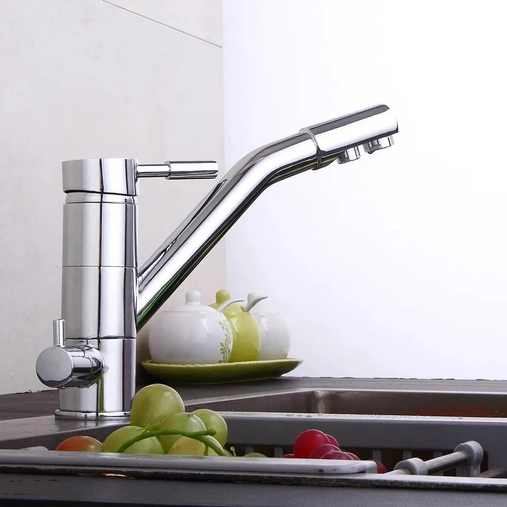 Miscelatore 3 in 1 Cucina Osmosi: Argento Chiaro Monocomando Girevole - 7
