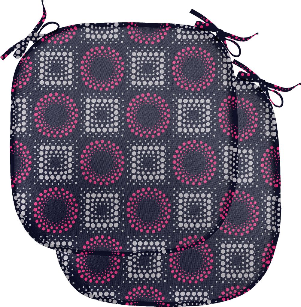 ABAKUHAUS Geometrisch Polster für Esszimmerstühle, Squares-Kreis-Punkte, Dekoratives wasserfestes Kissen mit Riemen für Küchensitze, 40 cm x 40...