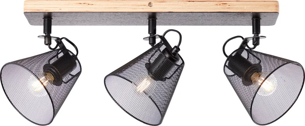 Brilliant Whole barra faretti, 3 luci E14 legno nero 40130/76