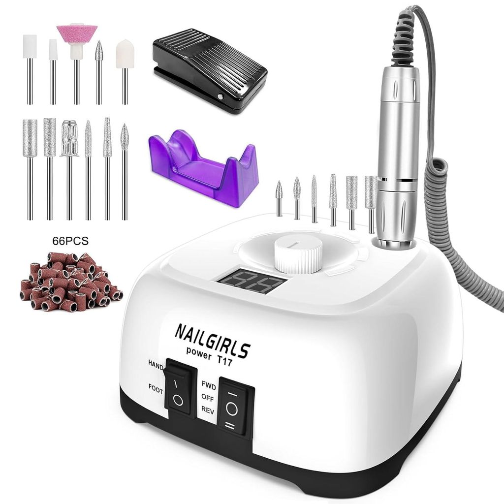 Nagelfräser Elektrisch, Elektrische Nagelfeile Set, 11 in 1 Nagelfräser für Gelnägel, 35000 U/Min Nail Drill, Polierwerkzeuge Nagelknipser