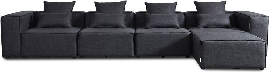 HOME DELUXE - Sofa VERONA - Anthrazit, Größe: XL - ca. 414 x 70 x 207 cm, Sitzhöhe: 46 cm, Sitztiefe: 80 cm, inkl. Kissen I Modulares Sofa Modul...