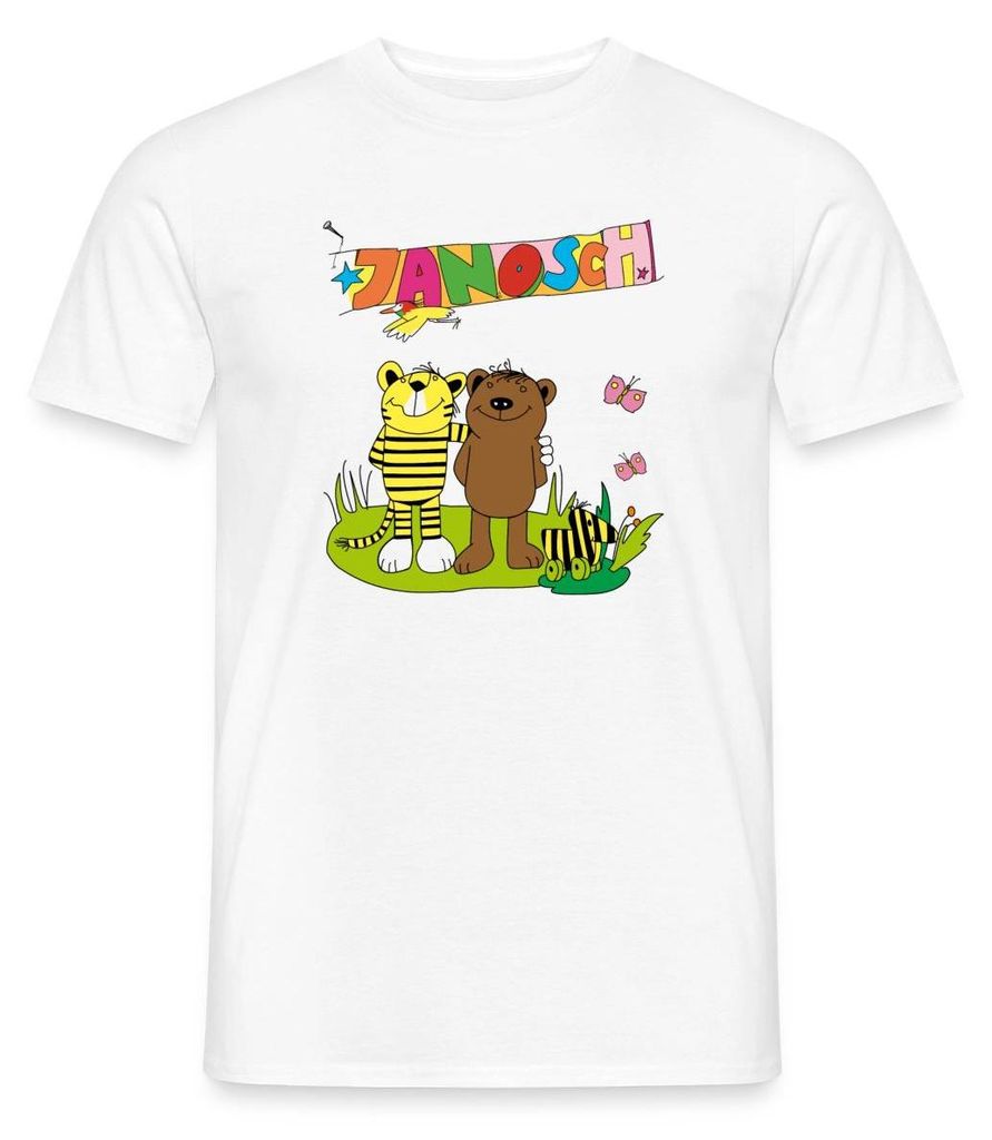 Spreadshirt Janosch Tiger und Bär Freundschaft Männer T-Shirt, M, Weiß