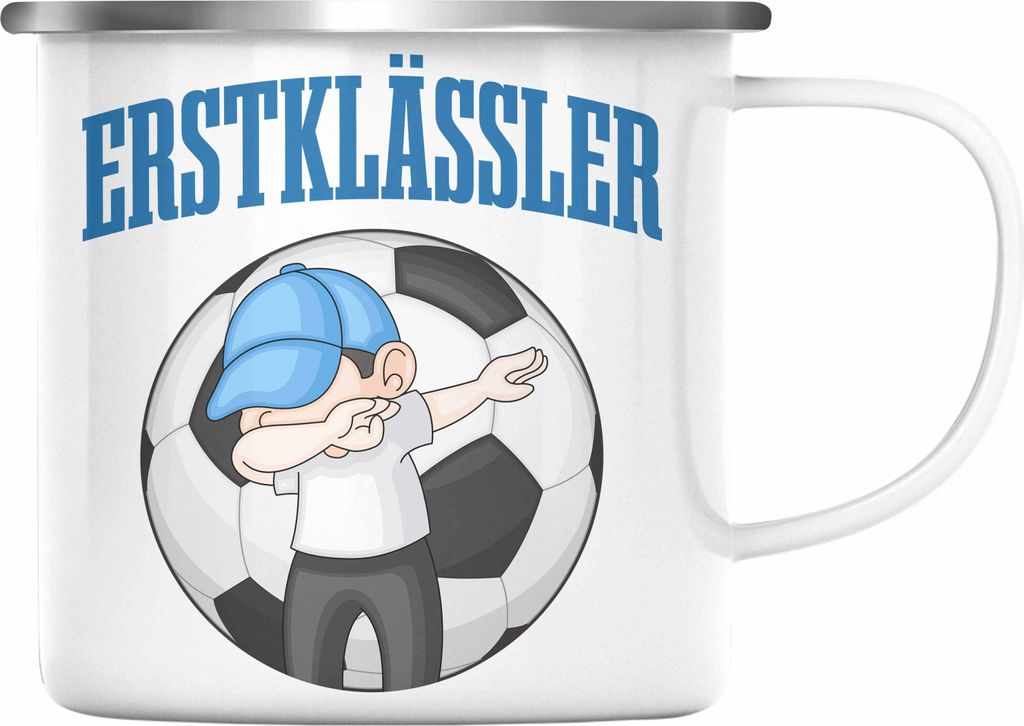 Trendation - Einschulung Junge Geschenk für Schultüte Füllung Emaille Tasse Schulstart 1. Schultag Schuleinführung Schulanfang Geschenkidee Sch...