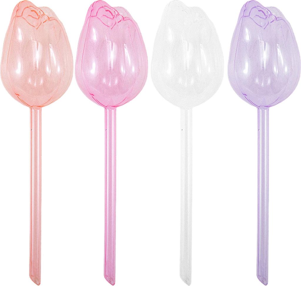 4 Stück Tulpen-Selbstbewässerungskugeln, Pflanzgefäßeinsatz, automatische Bewässerungsbirnen, wiederverwendbare Pflanzenbewässerungsspieße f...