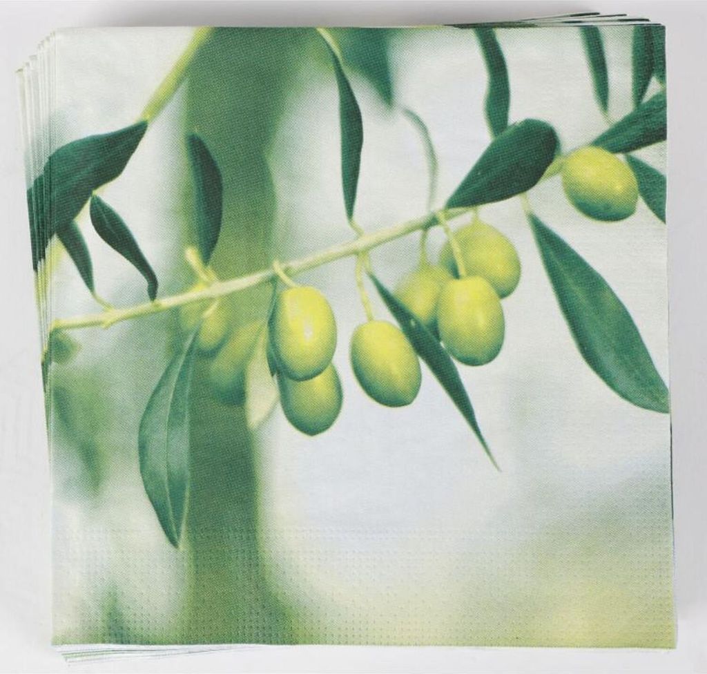 36x 20er Packung Servietten 33x33cm 3-lagig Papiertuch Oliven