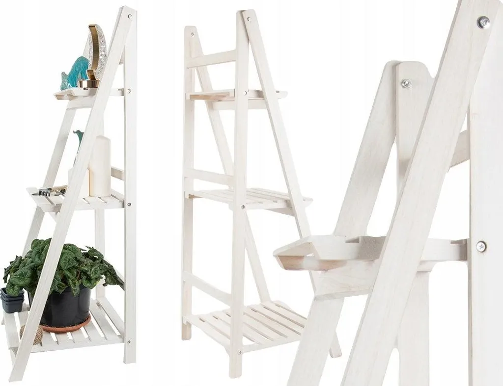 Support de Fleurs 3 Niveaux Gain de Place Blanc de 107 x 40 cm - 8