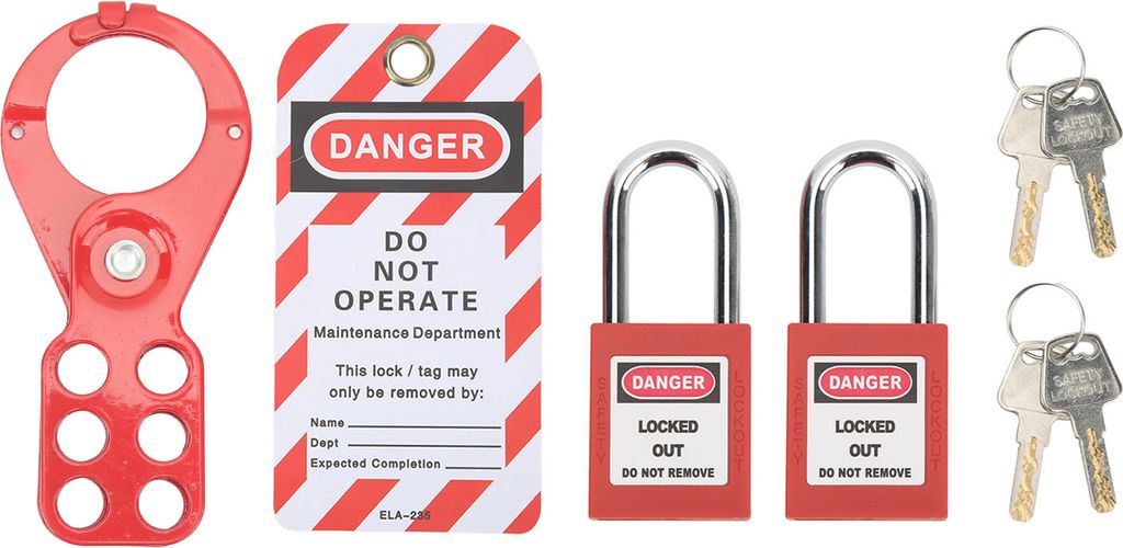 Lockout Tagout Kit mit Sicherheitsüberfalle, Vorhängeschloss, Loto-Tag-Schlüssel, manipulationssicher für Industrieanlagen, 1,5 Zoll/38 mm Bügel