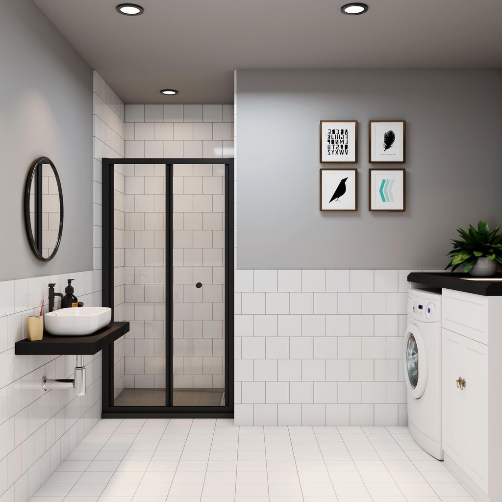 Duschspa Klapptür 100x195cm Schwarz Schiebetür Nischentür Produktbild 