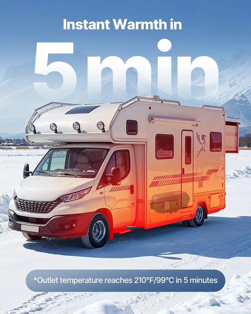 VEVOR riscaldatore diesel riscaldatore d'aria 8 kW DC 12 V/24 V riscaldatore di parcheggio portatile con telecomando e schermo LCD, basso livello di rumore, 10 L serbatoio di carburante per camion camper - 3