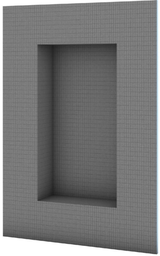 A 3D rendering of a recessed niche with a tiled surface.