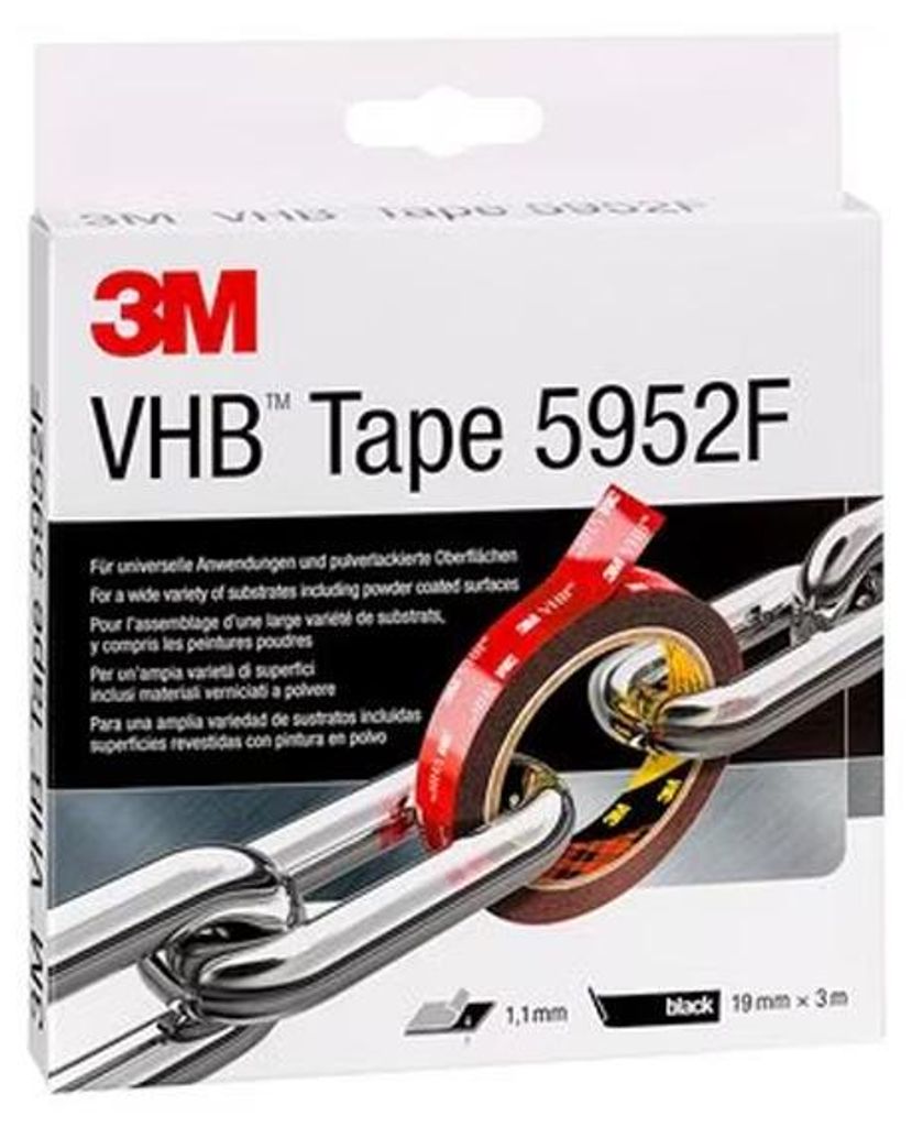 3M VHB 5952F, Klebeband, Kurzrolle Blister, 19mm x 3m, Produktbild 