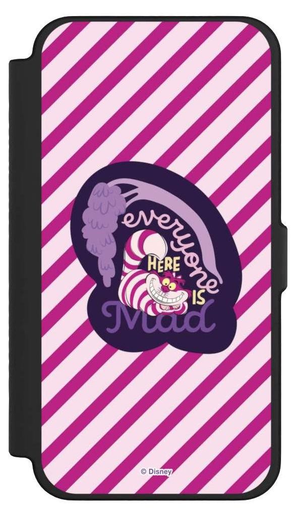 NIVOCASE Klapphülle für Apple iPhone 12 Pro Max Handyhülle aus Kunst Leder NIVOflip schwarz Alice im Wunderland Disney Grinsekatze