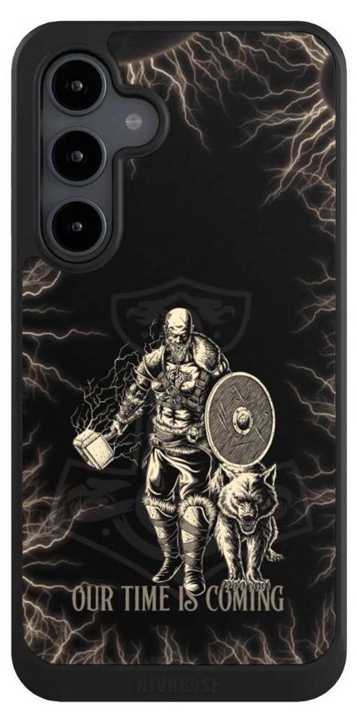 NIVOCASE Hülle für Samsung Galaxy S24 FE 5G Handyhülle NIVOcore Case Schwarz Serienmotiv Vikings Wikinger