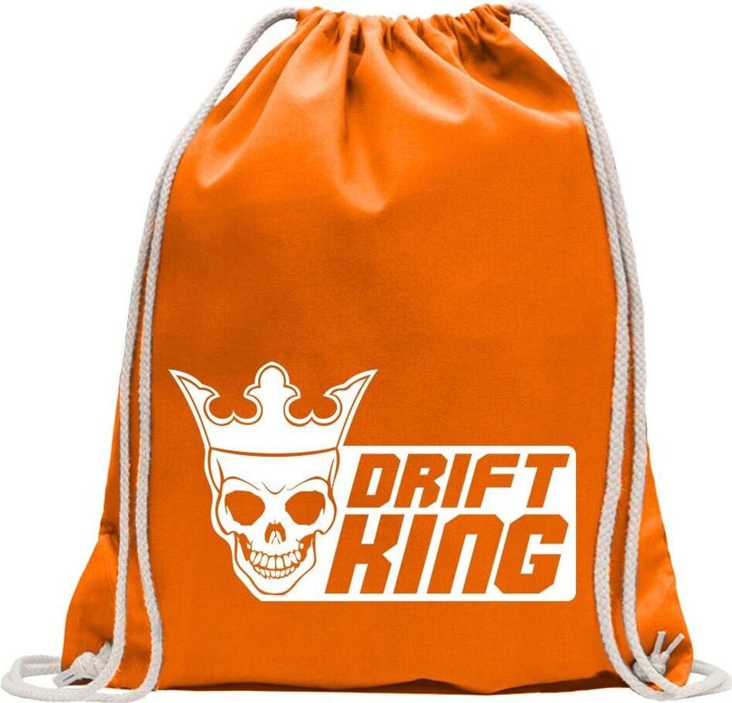 Kiwistar - Turnbeutel - mandarin - Drift King - Fun Rucksack Sport Beutel Gymsack Baumwolle mit Ziehgurt
