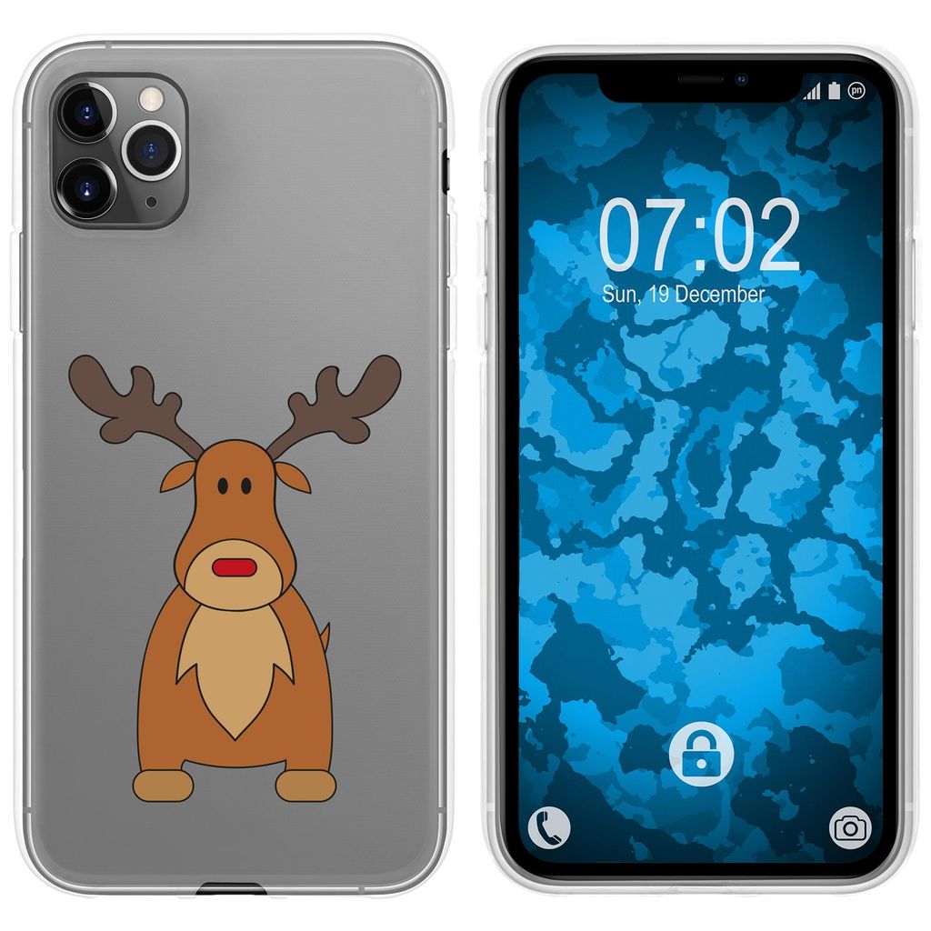PhoneNatic Case kompatibel mit Apple iPhone 11 Pro Max Silikon-Hülle X Mas Weihnachten Rentier M3