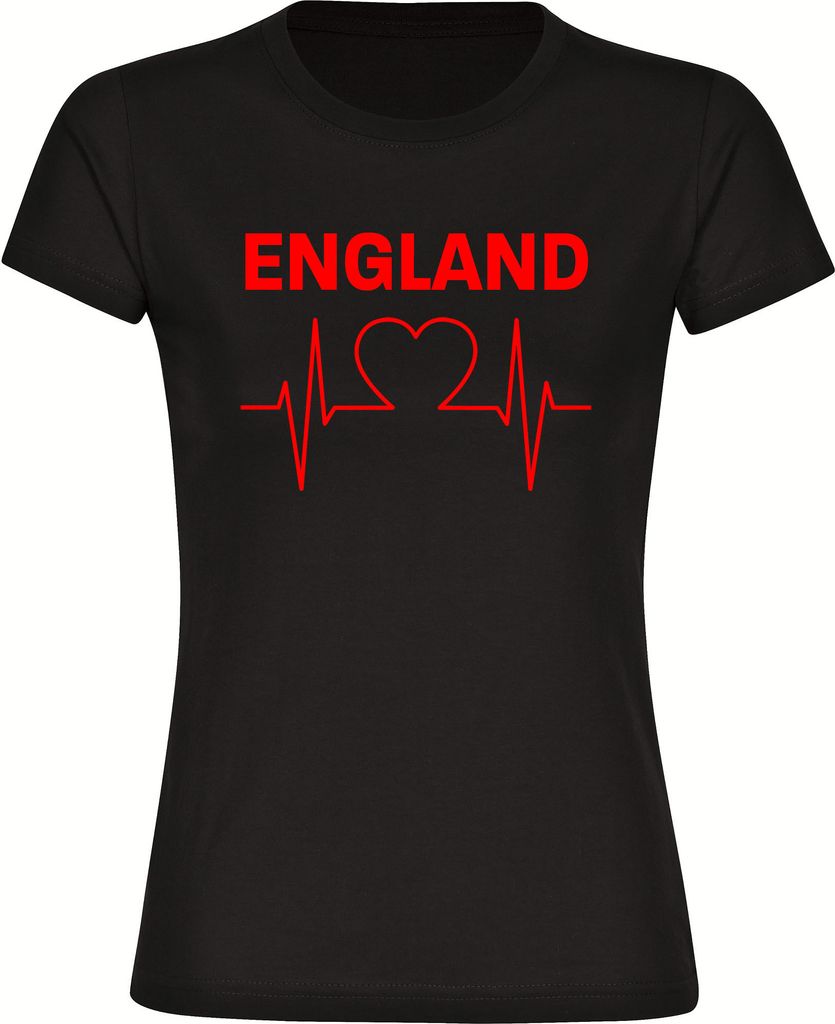 multifanshop Damen T-Shirt - England - Herzschlag, schwarz, Größe 3XL